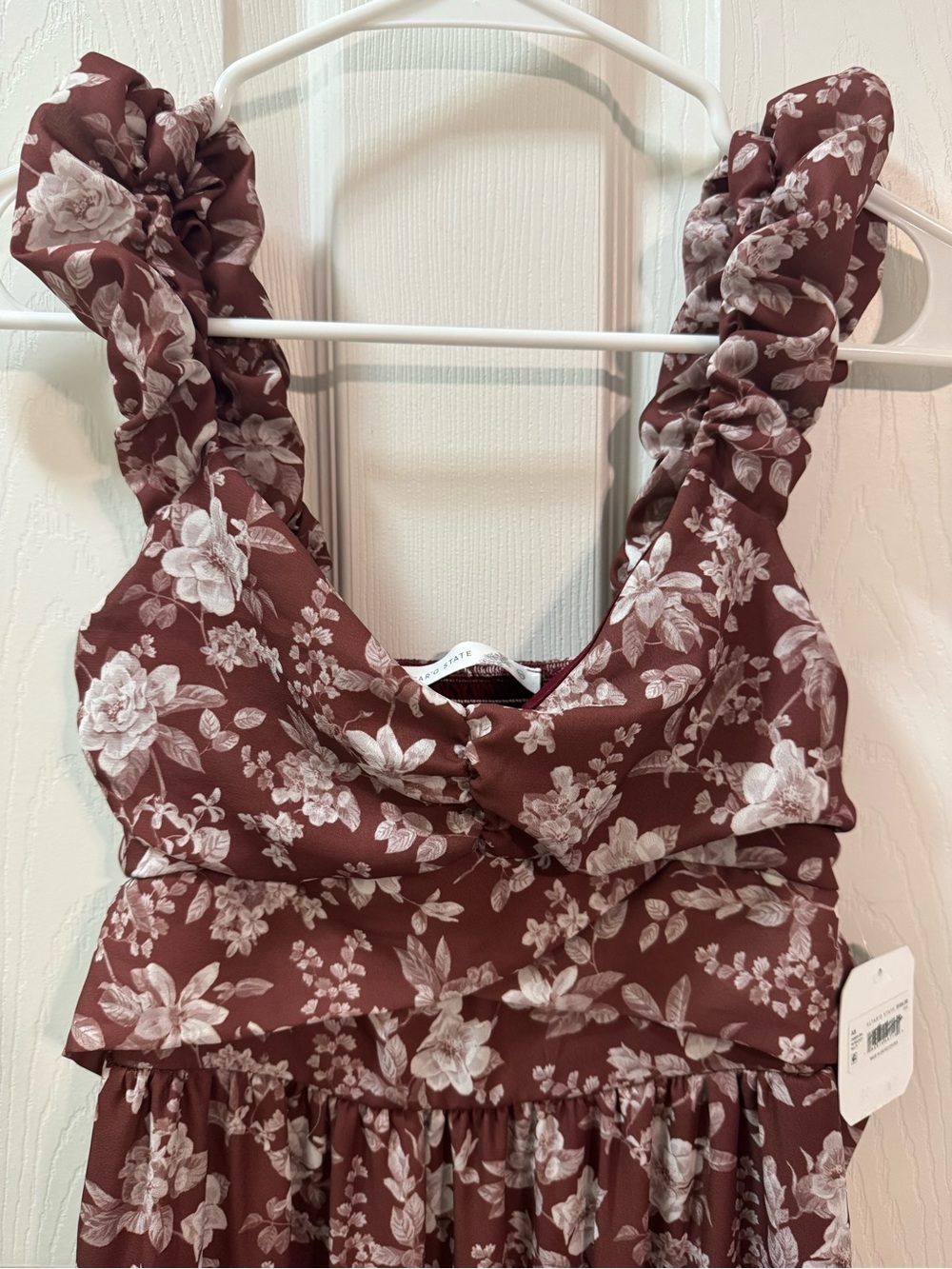 Altar'd State Mauve Floral Ruffle-Strap Maxi Dress Size XXS - Picture 5 of 12